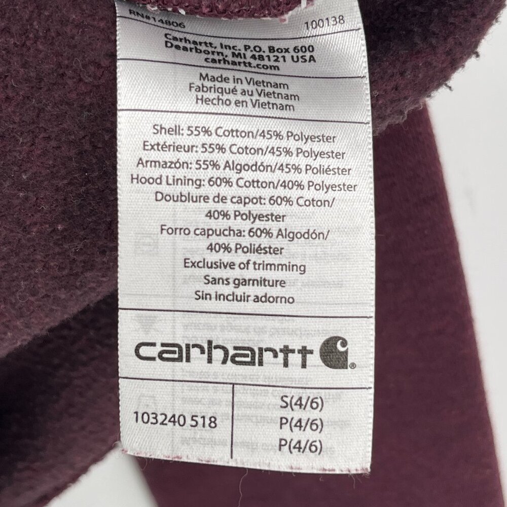 Carhartt 1/2 Zipped Hoodie Womens‎ Size 4-6  Kangaroo Pockets - Picture 6 of 9
